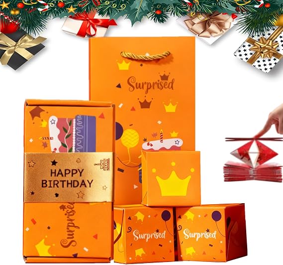 Surprise Gift Box Explosion for Money, Pop-Up Surprise Box Gift BoxCreating The Most Surprising Gifts, Exploding Money Gift Boxs for Christmas Birthday Anniversary Valentine Proposal (Yellow-12pcs)