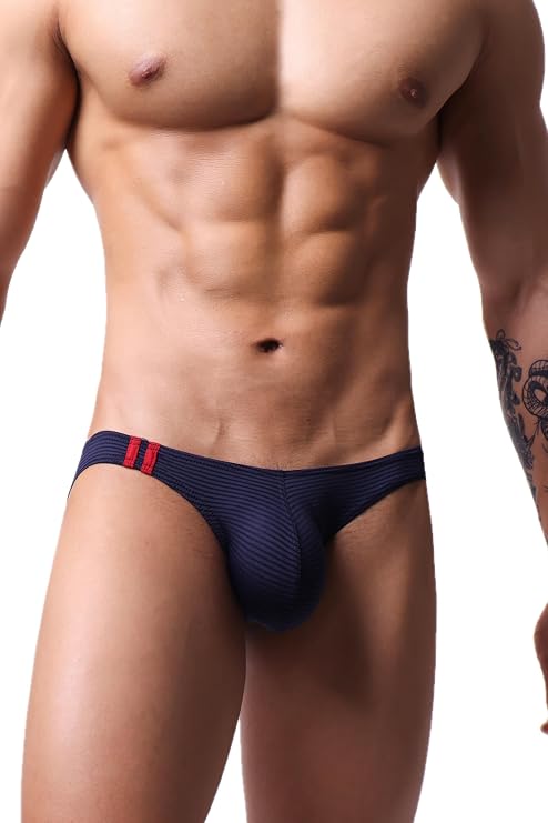 Men's Nylon Solid Bikini Low Rise Briefs Underwear