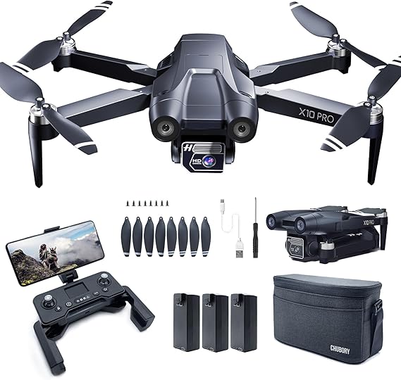 GPS Drone with Camera 4K UHD, 90 Min Long Flight Time, 3280 FT Long Control Range, Auto Return, Auto Follow, Brushless Motor, Ideal RC Quadcopter for Beginners - CHUBORY X10 PRO