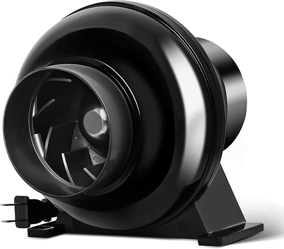 iPower 4 Inch 195 CFM Duct Inline Ventilation Fan Air Circulation Vent HVAC Exhaust Blower for Grow Tent, Greenhouses, Basements or Kitchens, Black