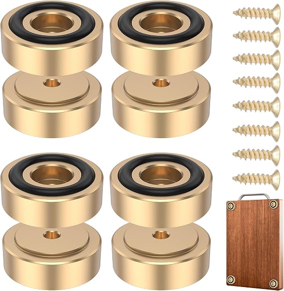8Pcs Non Slip Cutting Board Feet, 3cm Brass Round Rubber Feets with Rust-proof Screws Set, Stable Bumper Pads for Furniture, Electronics & Application