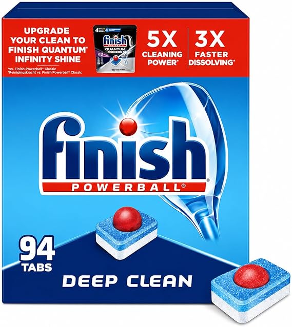 Finish Powerball Dishwasher Pods, Dishwasher Tablets Plastic Free, Fresh Scent, 94 Count