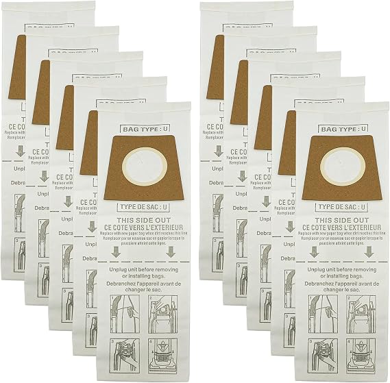 Vaccum Cleaner Dust Bags 10pcs Type U Storage Bags Replacement for Dirt Devil, Vacuum Cleaner Disposable Bags Upright Ultra Model Vacuum Part 3920047001 & 392075000