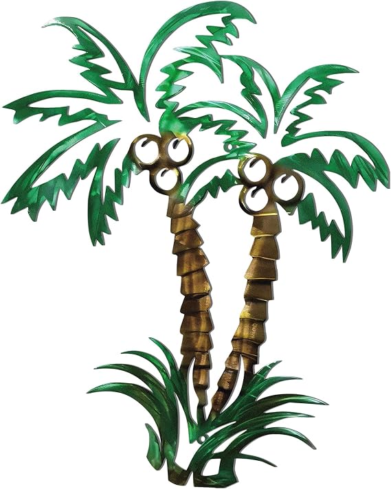 CroBlissful Palm Tree Metal Wall Decor Art, Coastal Beach Outdoor Decor