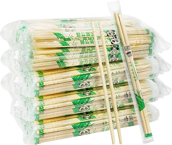 400 Pairs 8 Inch Disposable Chopsticks, Separated Sleeved Individually Wrapped Disposable Bamboo Chopsticks, Bamboo Wooden for Noodles, Sushi, Asian Food
