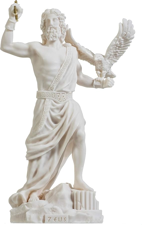 Zeus Greek God Jupiter Thunder Statue Figurine Alabaster 9.25"