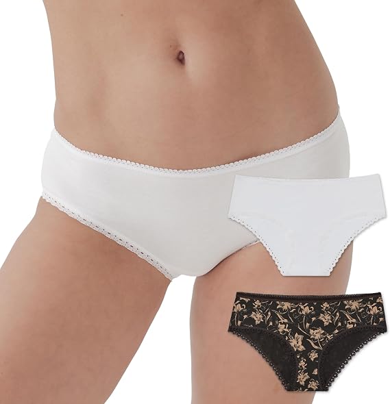 Pact Women's Organic Cotton Soft Hipster Panties, No Show Design Cheeky Bikini Underwear, 2 Pack