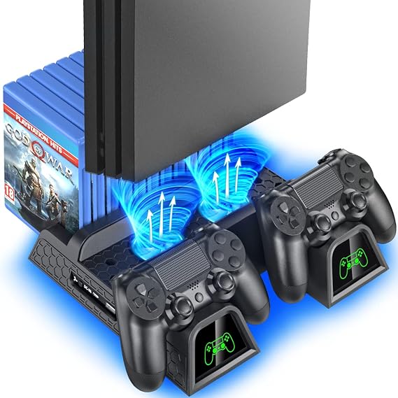 OIVO PS4 Stand for PlayStation 4 Console, Cooling Station for PS4 Slim/Pro/PlayStation 4 Consoles, Pro Vertical Stand with 12 Game Slots