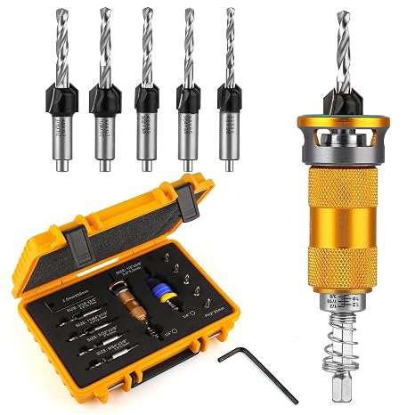 Countersink Drill Bits Set with Depth Stop and Screw Depth Controller (12PCS), Quick Change Hex Shank Countersink Drill with Phillips Bit for Wood, Plastic, Woodworking