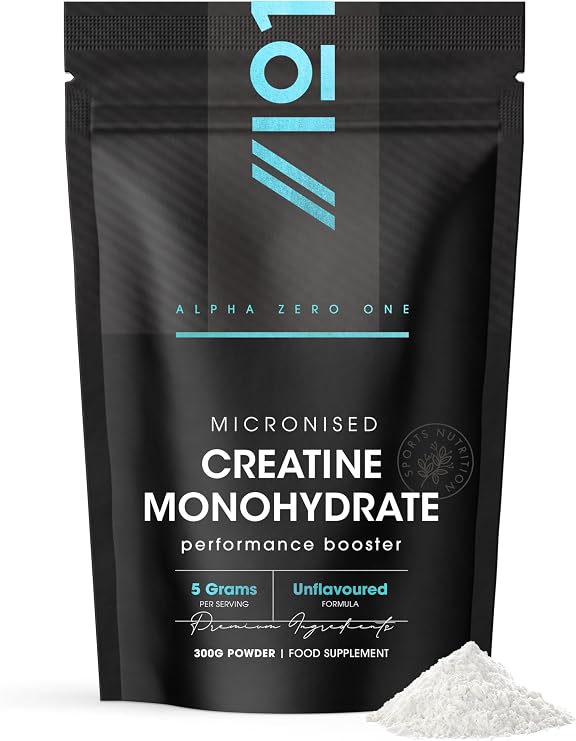Micronised Creatine Monohydrate Powder 300g – Unflavoured – Proven to Increase Physical Performance – Resealable and Recyclable Pouch by Alpha01
