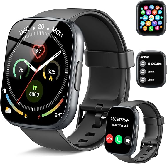 2025 Smart Watch for Men Women, 1.95" HD Touchscreen Fitness Tracker with Bluetooth Calling, Fitness Watch with 110+ Sports Modes/Heart Rate/Sleep Monitor, IP68 Waterproof Smartwatch for Android iOS
