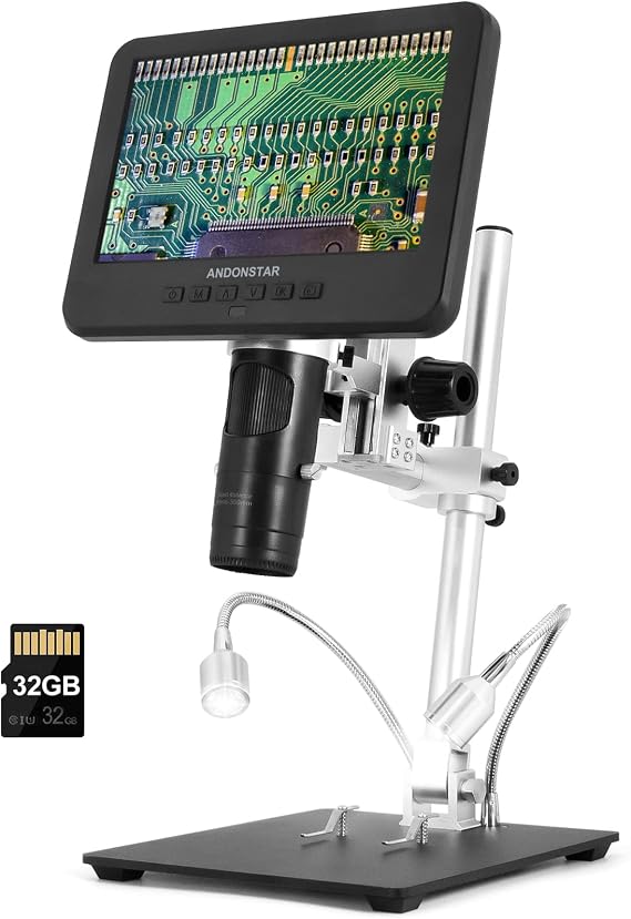 Andonstar AD246SM 2000X UHD 2160P HDMI Digital Microscope for Adults, PCB Soldering & Phone Watch Repairing, Coin & Biological Slides Viewing