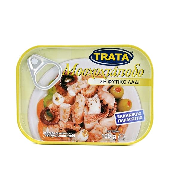 Greek Trata Canned Musky Octopus From the Aegean Sea in Vegetable Oil 100gr by TRATA