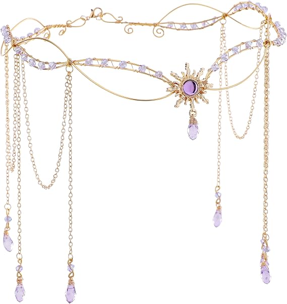 Fairy Elf Circlet for Women - Beaded Headpiece with Tassel | Sun Goddess Headpiece Renaissance Halloween Accessory