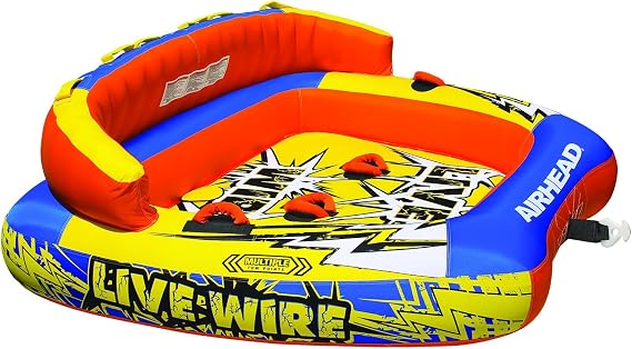 AIRHEAD LIVE WIRE 1-3 Rider, Towable Tube for Boating with Dual Tow Points, Orange