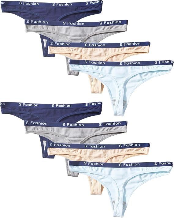 Kiench Teens Underwear Thongs Cotton Junior Girls' Hipster Panties Low Rise 8-Pack