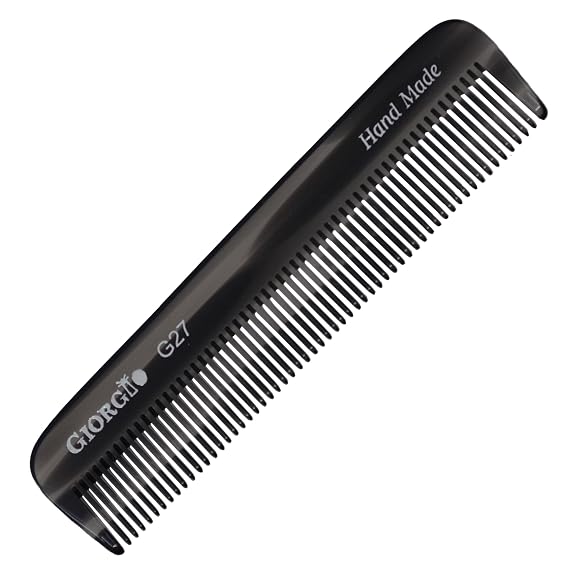 Giorgio G27 Handmade All Fine Tooth Pocket Comb, Hair Comb Straightener for Everyday Grooming Styling Hair, Mustache and Beard for Men Women and Kids, Saw Cut and Polished