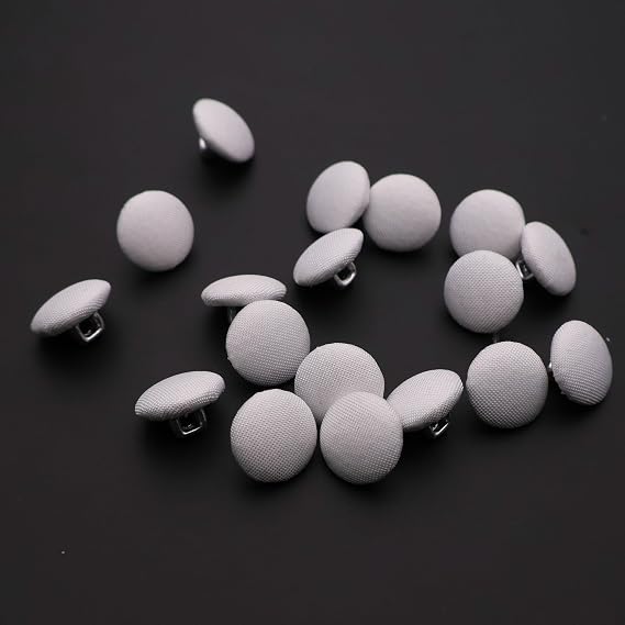 30 PCS 12.5mm White Stain Fabric Cloth Covered Button with Shank