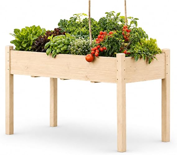 30" H Raised Garden Bed with Legs, Fir Wood Elevated Garden Bed Planter Box
