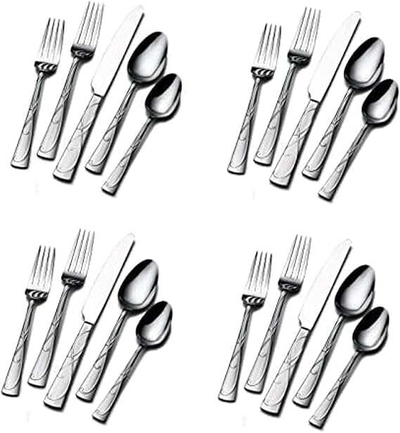 Gourmet Basics by Mikasa 5120790 Blossom 20 Piece Stainless Steel Flaware Set