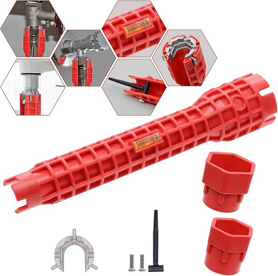 8 in 1 Socket Wrench, Tap Faucet Sink Installer, Multifunctional Wrench Kit, Basin Spanner Installation Tool, Plumbing Pipe Spanner for Toilet/Kitchen/Bathroom Sink Repair