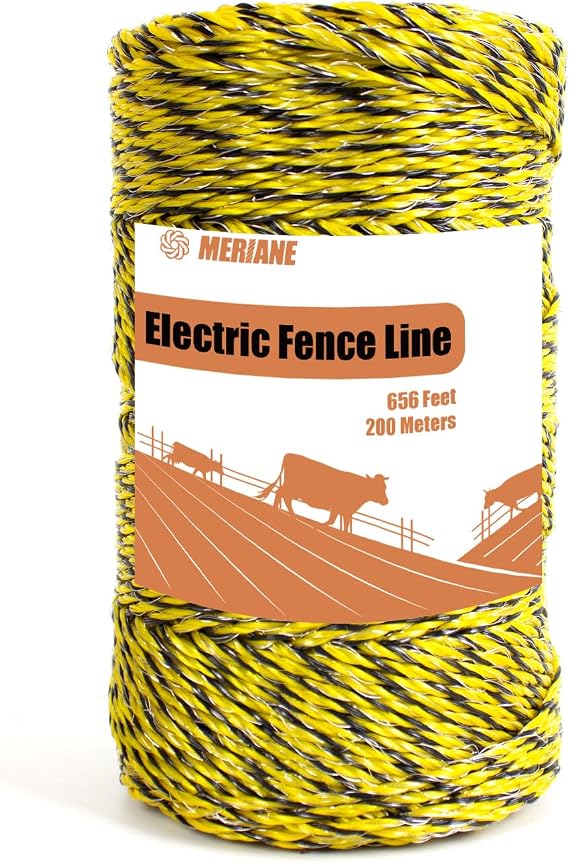 MERIANE Electric Fence Wire 1/8" 656 Feet/200 Meters for Livestock