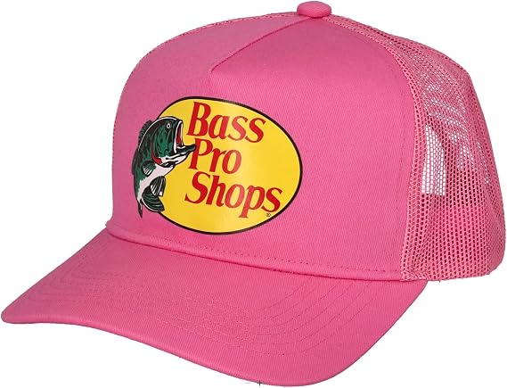 Bass Original Fishing Pro Trucker Hat Mesh Cap -Adjustable Snapback Hat for Men and Women-Great for Hunting, Fishing, Travel (Light Red), 1