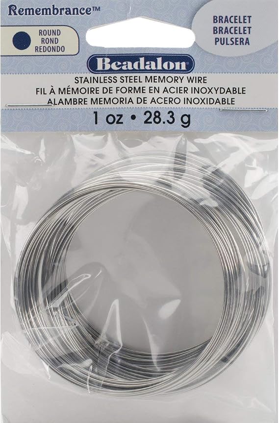 Beadalon Remembrance Stainless Steel Memory Wire, Round, Bracelet, Bright, 1 oz, Approx. 75 coils