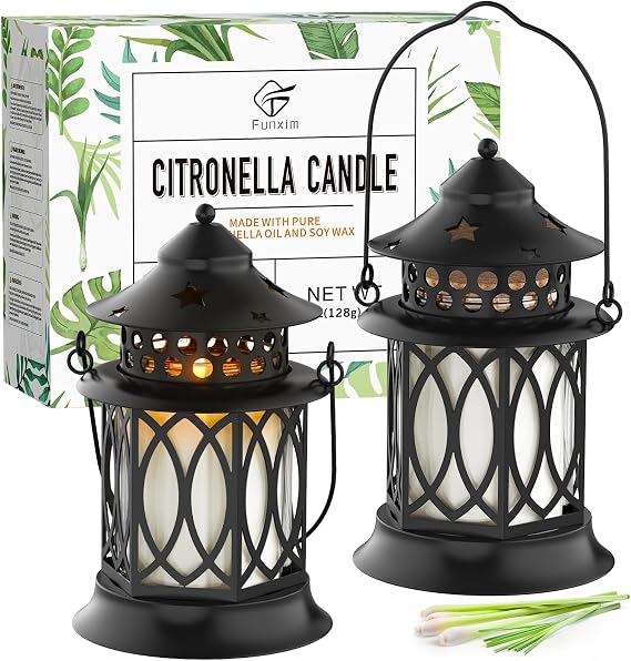 Citronella Candles Outdoor, 2 Pack Lemongrass Scented Soy Wax Candles