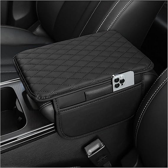 Black Silicone Center Console Pad Universal Waterproof Center Console Pad 31 * 20cm Car Accesories Memory Foam With Storage Pocket Suitable for Most Cars Vans and SUVs