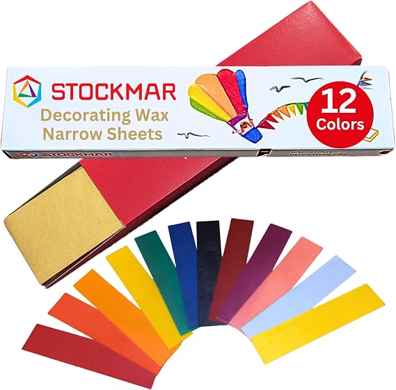 Stockmar Decorative Beeswax Sheets 12 Assorted Colors for Candle Decorating, DIY Craft Projects, Wax Modeling, Handmade Crafts, Art Supplies, Scrapbooking, Holiday Decorations