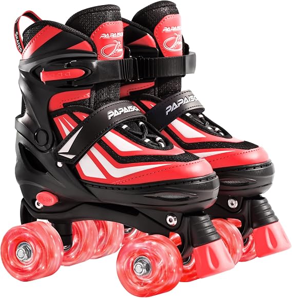 PAPAISON Kids Adjustable Roller Skates for Boys Girls Light up Wheels