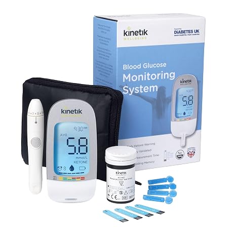 Kinetik Wellbeing Blood Sugar Monitor, Glucometer Kit for Home Testing