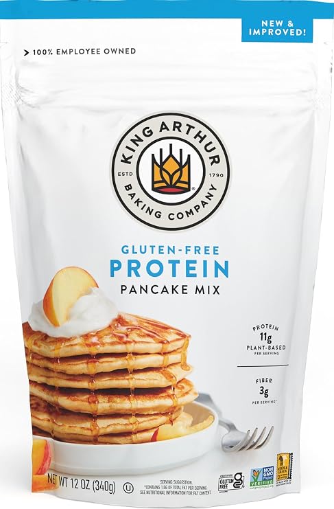 King Arthur Flour Gluten Free Protein Pancake Mix, Non-GMO Project Verified, No Sugar Added, Non-Dairy, 12 Oz (Pack of 1)