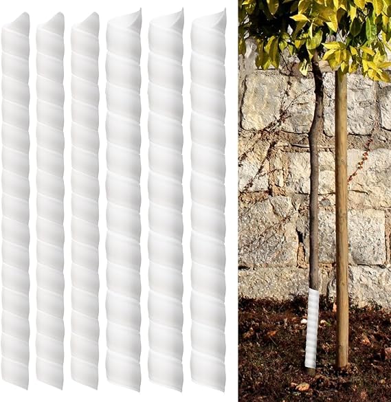 4/6/8 Pcs Tree Trunk Protector-2 Size Plastic Spiral Tree Guard Tree Trunk Protector Wrap Tree Bark Protector Tube Tree Wraps to Protect Bark Tree Saplings from Deer Cats Rodents Rabbit Mowers (White)