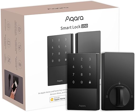Aqara Smart Lock U50, Apple Home Key, Keyless Entry Deadbolt, Black