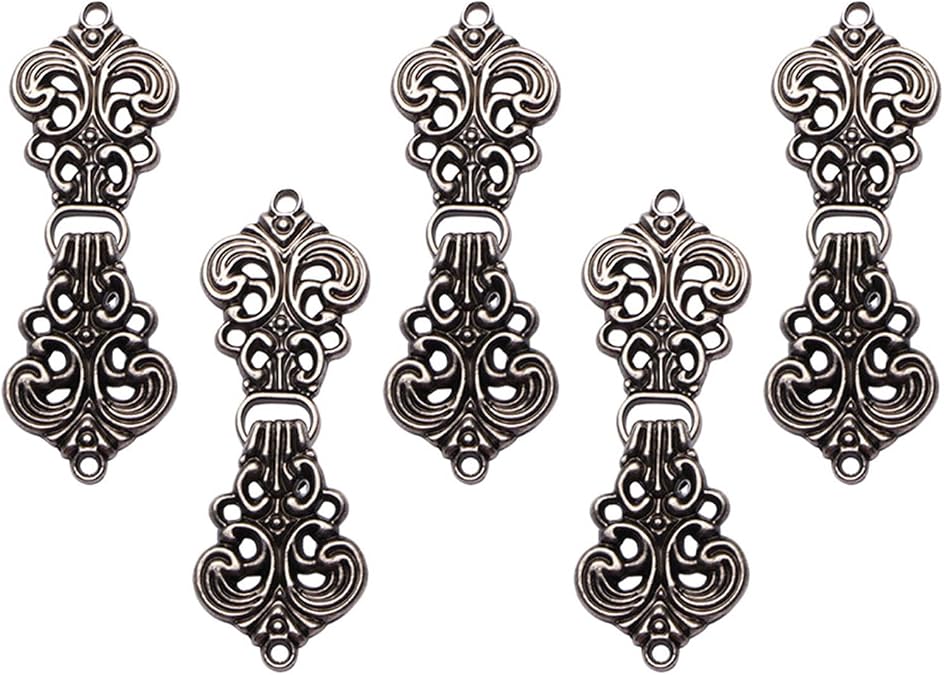 Healifty 5 Pairs Vintage Sweater Shawl Clips Filigree Trivet Cape or Cloak Clasp Fasteners Clothes Clip Scarves Clasp Cardigan Link Buckles Brooche Pin 5.6x2.1cm
