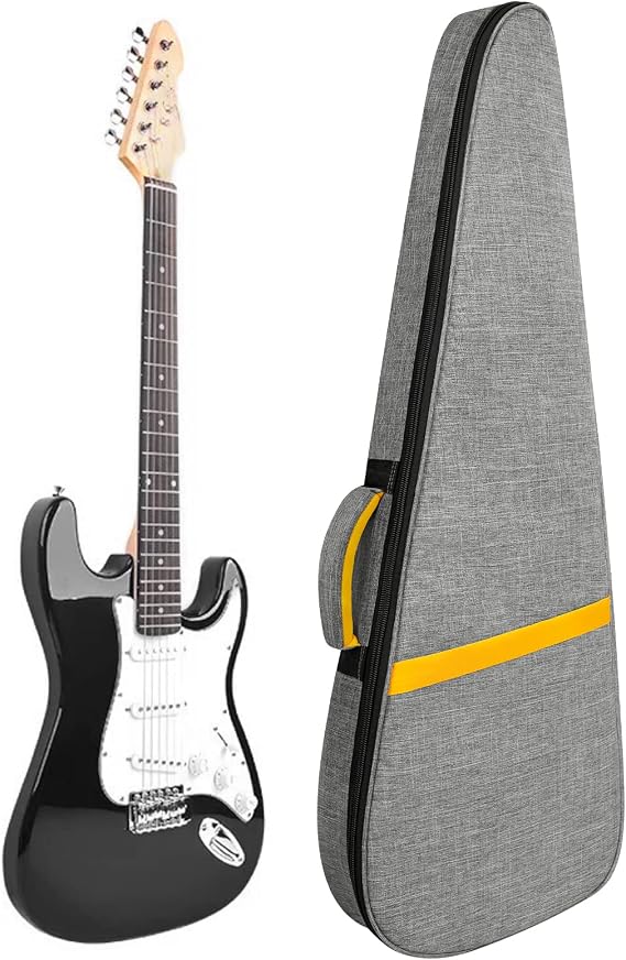 LETSROCK 38 40 41 Inch Electric Guitar Gig Bag, Electric Guitar Case with 0.5 Inch Waterproof Thick Padding with Carry Handle, Pocket & Neck Strap Electric Guitar Bag Gray