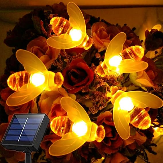 Solar Honeybee String Lights, 50 LEDs Solar Powered Bee String Lights Outdoor Honeybee Fairy Lights for Home,Gardens,Park,Patios Decoration.
