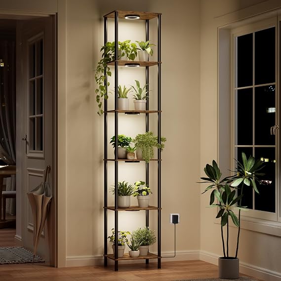 Bstrip Plant Stand Indoor with Grow Light, 81.3in Tall Indoor Plant Shelf