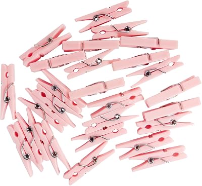 25 PCS Baby Shower Games, Clothes Pins, Plastic Mini Clothespins, Mini Clothes Pins, 1.33 Inch for Decorative Crafts Pegs, DIY Crafts, Clothing Hanging Closepins, Colored Clothes Pin 25, Pink
