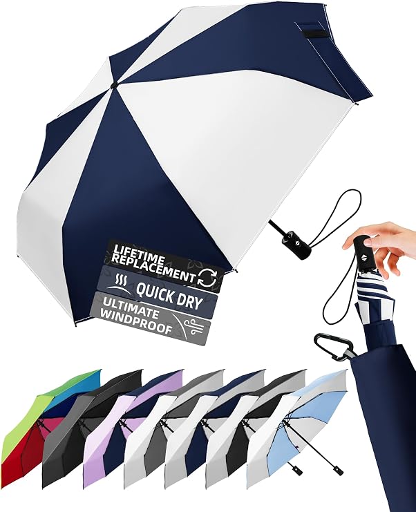 Travel Windproof Umbrella for rain Compact Small Travel size QuickDry