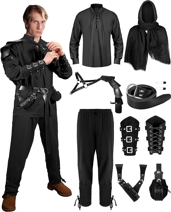 Panitay 8 Pcs Men's Renaissance Costume Set Male