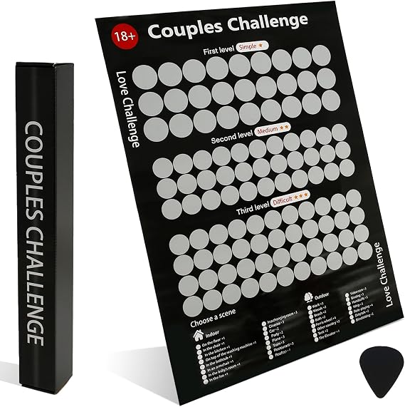 Fyrome Valentines Day Scratch Off Poster, Funny Love Game, 100 Things on Date Night, Couple Dating Scratch Off Poster, Date Night Challenge for Couples
