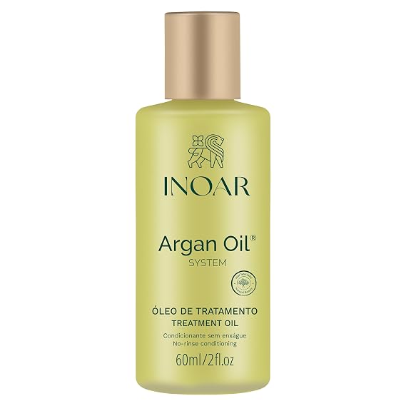 Inoar Argan Oil Hydrating Treatment Oil with Smoothing & Thermal Protection for Hair, Vegan & Cruelty-Free, 2 Fl Oz