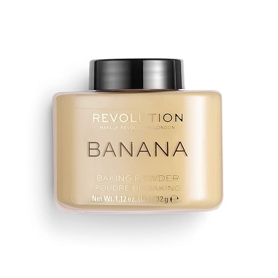Makeup Revolution Loose Baking Powder, Make Up Setting Powder, Long Lasting Coverage, Reduces Shine, For Medium Skin Tones, Banana, 32g