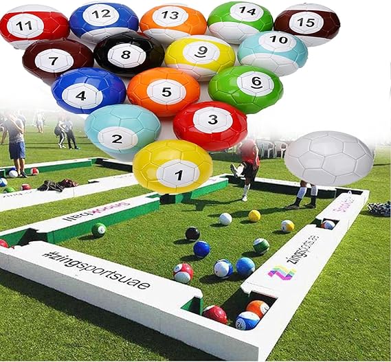 Inflatable Billiards Soccer Football Snooker Balls Table Games, 16Pcs Leather Football Pool Kick Billiards Set, Giant Snooker Street Game,for Backyard Rooms