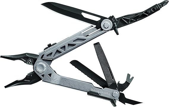Gerber Gear Center-Drive - Bit Set & Berry-Compliant Sheath - 16-Piece Multipurpose Tool with Knife, Wire Cutters, Pry Bar, Bottle Opener & More - Silver, Black Sheath