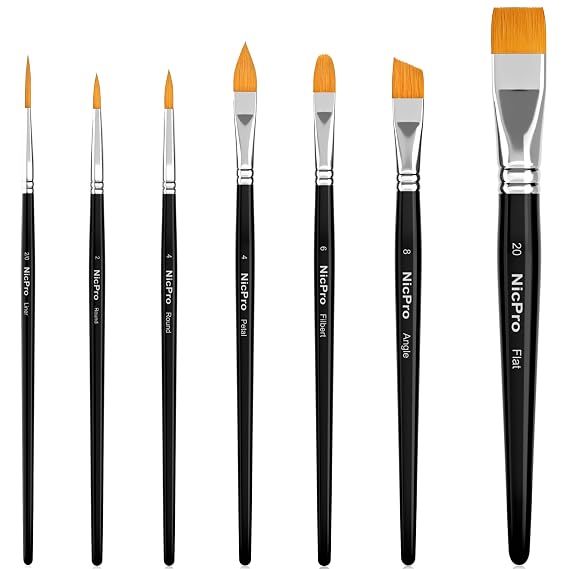 Nicpro Face Paint Brush Set, 7PCS Professional Face & Body Painting Brushes