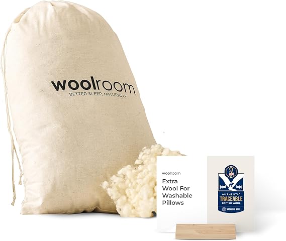 WOOLROOM Extra Wool for Deluxe Pillows 8.8.oz - Customize Pillow Firmness - 100% Natural Traceable Pure Wool Extra Sleep Comfort - Breathable Hypoallergenic Feather and Down Alternative